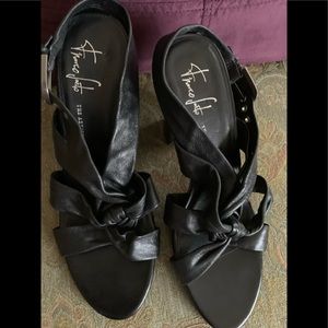 Franco sarto black leather high heeled sandals